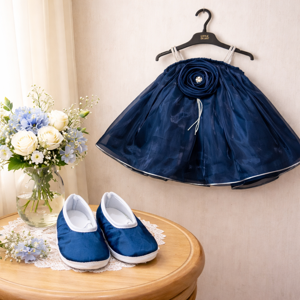 Aline Pecook Stain Frock with matching shoe Sleeves for Girls | Elegant Dress for Kids | Stylish Sleeveless frock